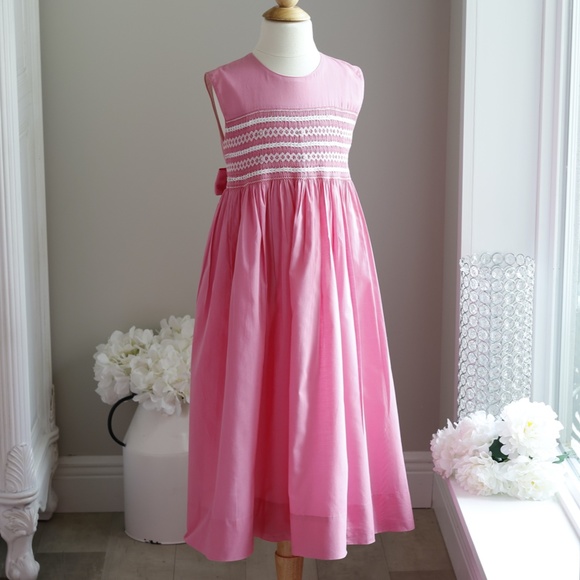 Strasburg Dress Smocked Sleeveless Pink Spring Summer Vacation Perfect Condition - Picture 1 of 5